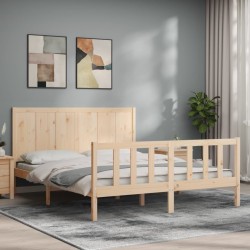 Cadre de lit sans matelas bois de pin massif 