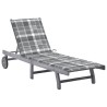 Chaise longue de jardin avec coussin Gris Bois d'acacia solide 