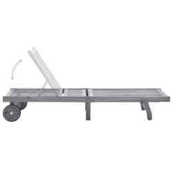 Chaise longue de jardin avec coussin Gris Bois d'acacia solide 