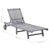 Chaise longue de jardin avec coussin Gris Bois d'acacia solide 