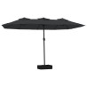 Parasol de jardin à double tête avec LED noir 449x245 cm 