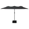 Parasol de jardin à double tête avec LED noir 449x245 cm 