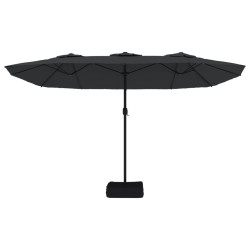 Parasol de jardin à double tête avec LED noir 449x245 cm 