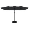 Parasol de jardin à double tête avec LED noir 449x245 cm 