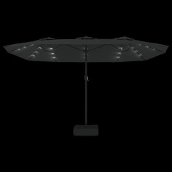 Parasol de jardin à double tête avec LED noir 449x245 cm 