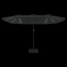 Parasol de jardin à double tête avec LED noir 449x245 cm 