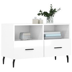 Meuble TV Blanc brillant 80x36x50 cm Bois d'ingénierie 