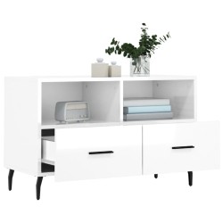 Meuble TV Blanc brillant 80x36x50 cm Bois d'ingénierie 