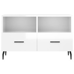 Meuble TV Blanc brillant 80x36x50 cm Bois d'ingénierie 