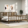 Cadre de lit sans matelas marron miel 200x200cm bois pin massif 