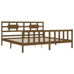 Cadre de lit sans matelas marron miel 200x200cm bois pin massif 