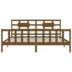 Cadre de lit sans matelas marron miel 200x200cm bois pin massif 