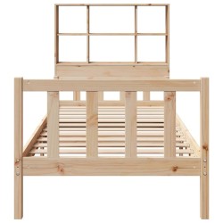 Lit bibliothèque sans matelas 90x190 cm bois de pin massif 