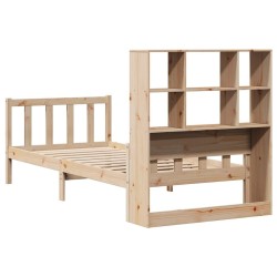 Lit bibliothèque sans matelas 90x190 cm bois de pin massif 