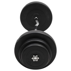 Barre d'haltères ondulée avec plaques 60 kg 