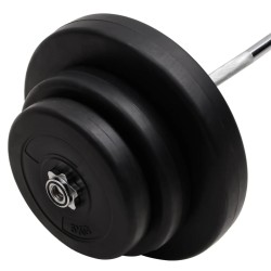 Barre d'haltères ondulée avec plaques 60 kg 