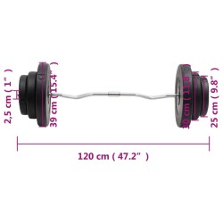 Barre d'haltères ondulée avec plaques 60 kg 