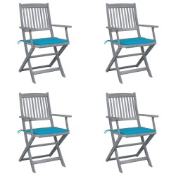 Chaises pliables d'extérieur lot de 4 et coussins Bois d'acacia 
