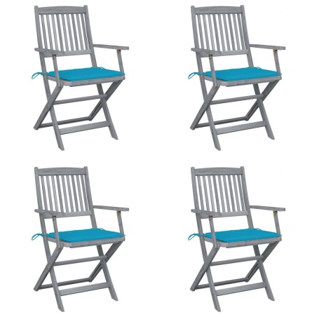 Chaises pliables d'extérieur lot de 4 et coussins Bois d'acacia 