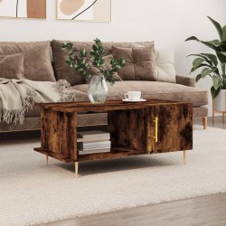 Table basse chêne fumé 90x50x40 cm bois d'ingénierie 