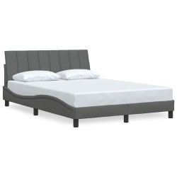 Cadre de lit sans matelas gris foncé 140x200 cm tissu 