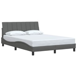 Cadre de lit sans matelas gris foncé 140x200 cm tissu 