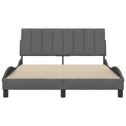 Cadre de lit sans matelas gris foncé 140x200 cm tissu 