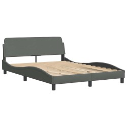 Cadre de lit sans matelas gris foncé 140x200 cm tissu 