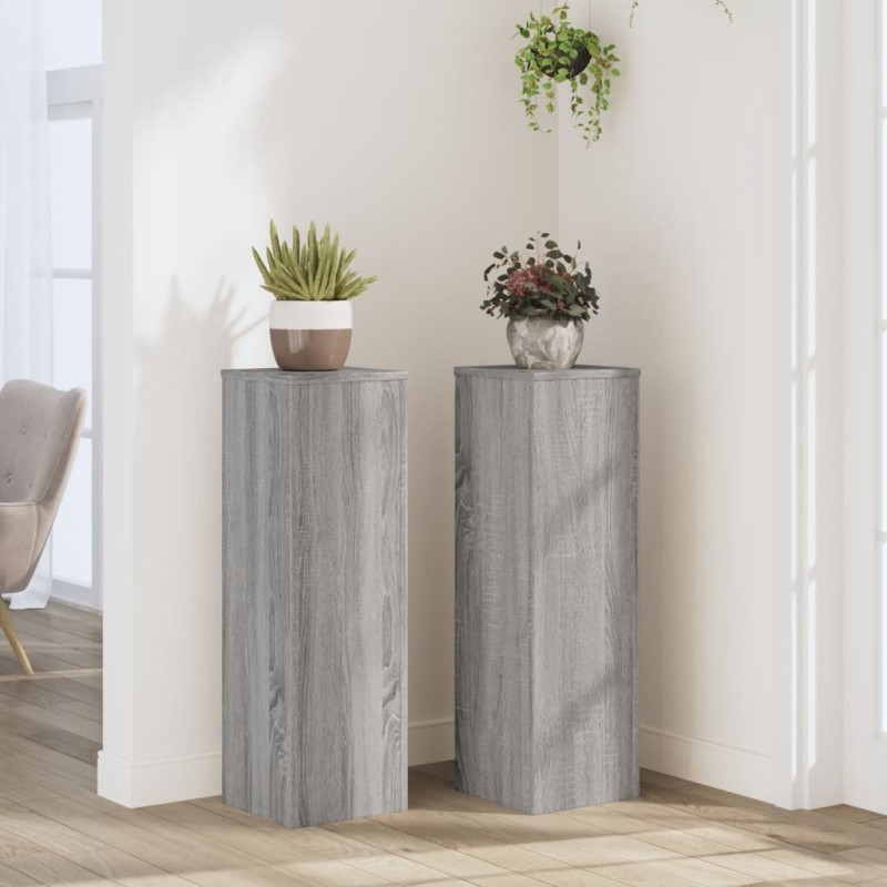Supports pour plantes 2 pcs sonoma gris bois d'ingénierie 
