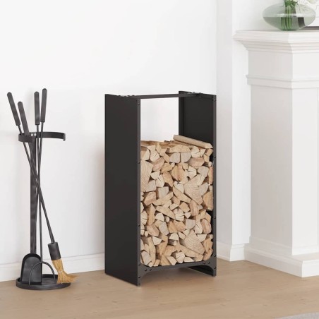 Portant de bois chauffage noir 40x30x80 cm 