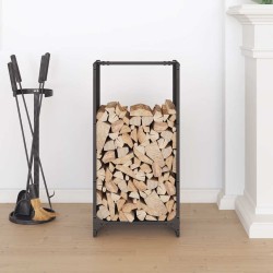 Portant de bois chauffage noir 40x30x80 cm 