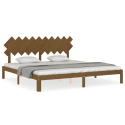 Cadre de lit sans matelas marron miel 200x200cm bois pin massif 