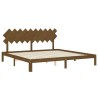Cadre de lit sans matelas marron miel 200x200cm bois pin massif 