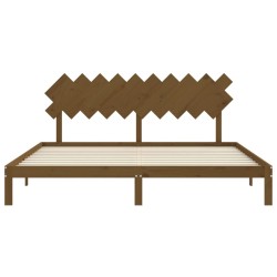Cadre de lit sans matelas marron miel 200x200cm bois pin massif 