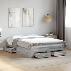 Cadre de lit avec tiroirs sans matelas sonoma gris 120x190 cm 