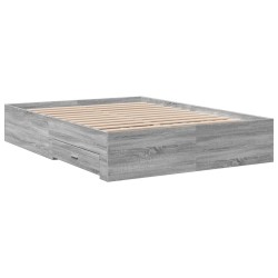 Cadre de lit avec tiroirs sans matelas sonoma gris 120x190 cm 