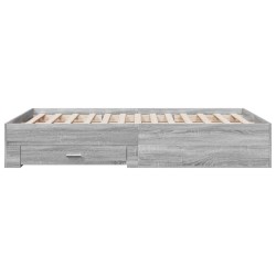 Cadre de lit avec tiroirs sans matelas sonoma gris 120x190 cm 