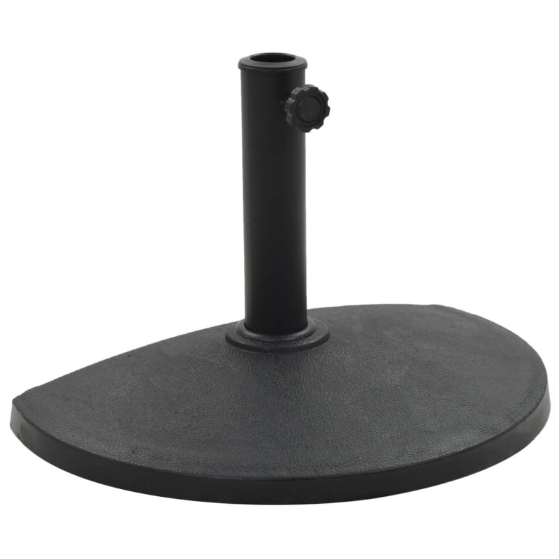 Socle demi-rond de parasol Polyrésine 9 kg Noir 