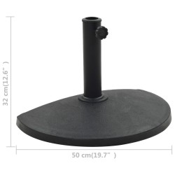 Socle demi-rond de parasol Polyrésine 9 kg Noir 