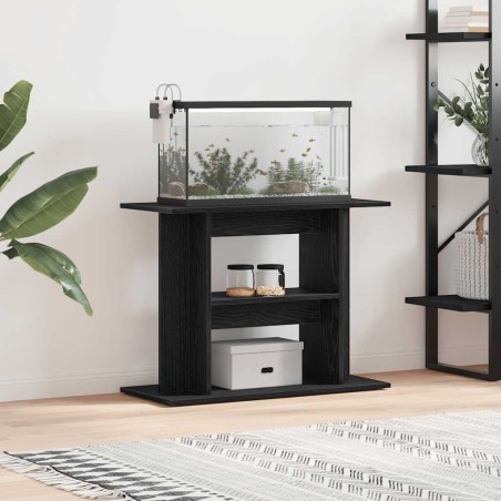 Support pour aquarium chêne noir 80x35x60cm bois d'ingénierie 