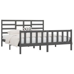 Cadre de lit sans matelas gris 180x200 cm bois massif 