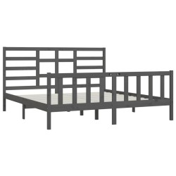 Cadre de lit sans matelas gris 180x200 cm bois massif 