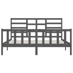 Cadre de lit sans matelas gris 180x200 cm bois massif 