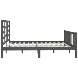 Cadre de lit sans matelas gris 180x200 cm bois massif 