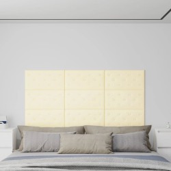 Panneaux muraux 12 pcs Crème 60x30 cm Similicuir 2,16 m² 