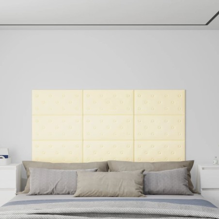 Panneaux muraux 12 pcs Crème 60x30 cm Similicuir 2,16 m² 
