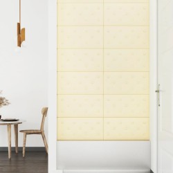Panneaux muraux 12 pcs Crème 60x30 cm Similicuir 2,16 m² 
