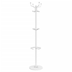 Porte-manteau avec porte-parapluie blanc fer enduit de poudre 