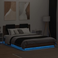 Cadre de lit avec LED sans matelas chêne marron 150x200 cm 