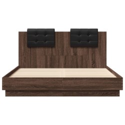Cadre de lit avec LED sans matelas chêne marron 150x200 cm 